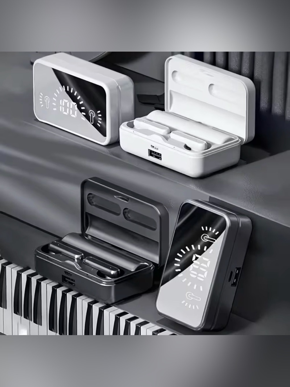 🥳 2 for $15 🥳 Wireless Bluetooth Earbuds Mirror Digital Display Charging Case - Picture 10 of 14